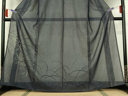 平和屋着物▽訪問着　無双　紗袷　紗×紗　流水芝文　正絹　逸品　AABI2191jh