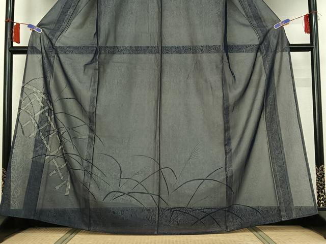 平和屋着物▽訪問着　無双　紗袷　紗×紗　流水芝文　正絹　逸品　AABI2191jh