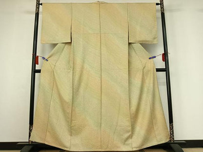 平和屋着物▽上質な小紋　単衣　霞文　暈し染め　正絹　逸品　AABI2193jh