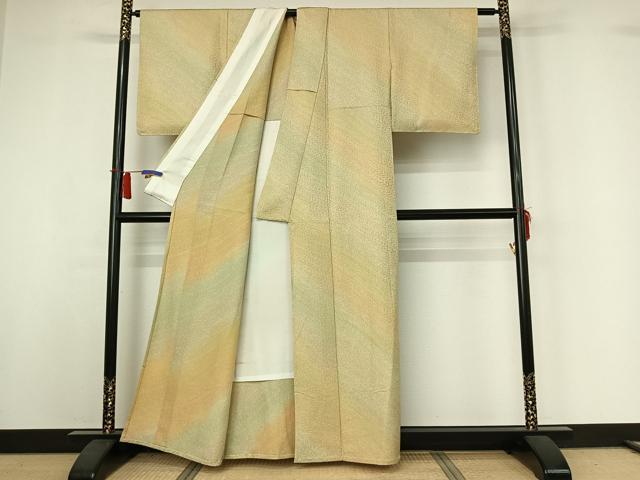 平和屋着物▽上質な小紋　単衣　霞文　暈し染め　正絹　逸品　AABI2193jh