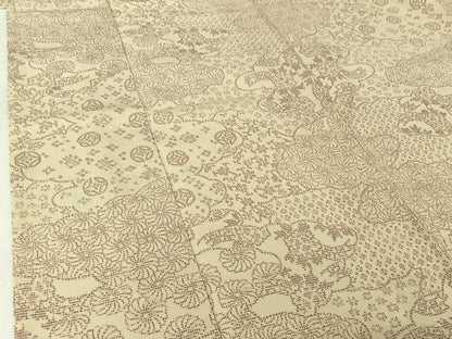平和屋着物▽本塩沢　単衣　雲取り吉祥花文　正絹　逸品　AABI2196jh