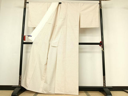 平和屋着物▽上質な紬　単衣　十字絣　正絹　逸品　AABI2198jh