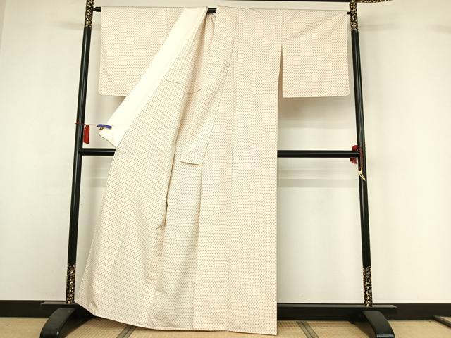 平和屋着物▽上質な紬　単衣　十字絣　正絹　逸品　AABI2198jh