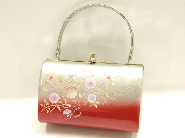 平和屋着物▼和装小物　和装バッグ　ハンドバッグ　花柄　金銀彩　逸品　AABI2210ay