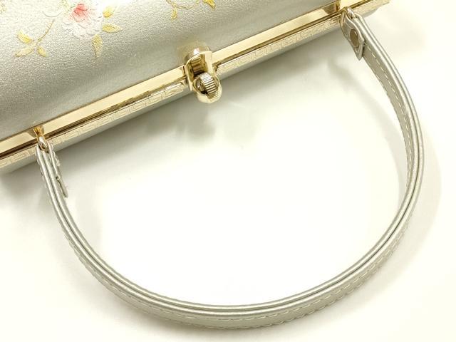 平和屋着物▼和装小物　和装バッグ　ハンドバッグ　花柄　金銀彩　逸品　AABI2210ay