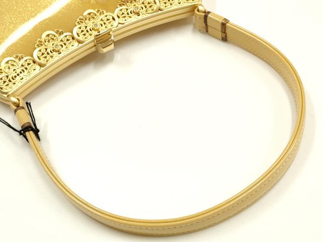 平和屋着物▼和装小物　和装バッグ　ハンドバッグ　更紗花唐草　金彩　ラインストーン　逸品　未使用　AABI2212ay