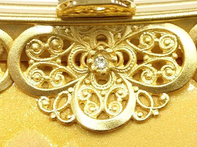 平和屋着物▼和装小物　和装バッグ　ハンドバッグ　更紗花唐草　金彩　ラインストーン　逸品　未使用　AABI2212ay