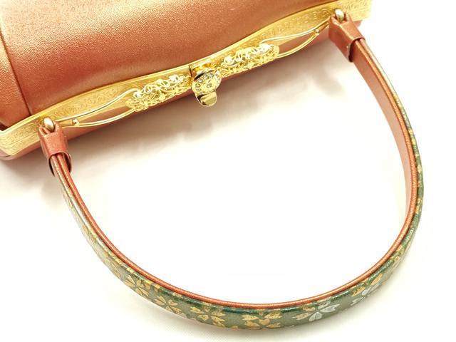 平和屋着物▼和装小物 和装バッグ ハンドバッグ 花柄 金銀彩 ラインストーン 逸品 AABI2213ay