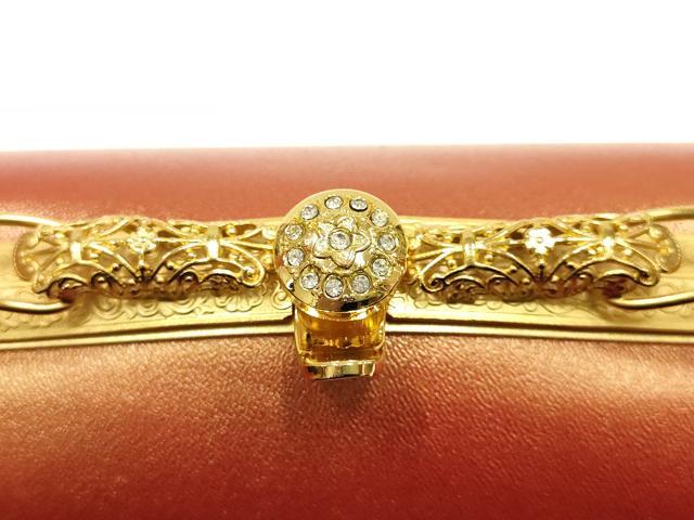平和屋着物▼和装小物 和装バッグ ハンドバッグ 花柄 金銀彩 ラインストーン 逸品 AABI2213ay