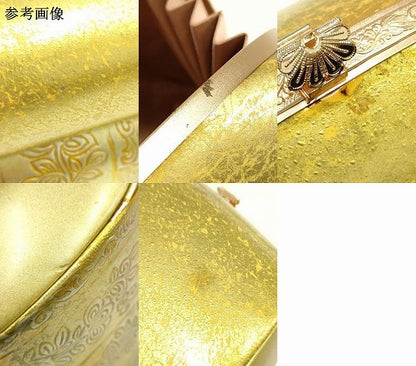 平和屋着物▼和装小物　和装バッグ　金鷲本舗 東京謹製 キンワシ印　ハンドバッグ　幾何学花文　金彩　逸品　AABI2223ay