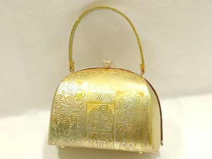 平和屋着物▼和装小物　和装バッグ　金鷲本舗 東京謹製 キンワシ印　ハンドバッグ　幾何学花文　金彩　逸品　AABI2223ay
