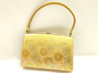 平和屋着物▼和装小物 和装バッグ ハンドバッグ 花柄 金彩 ラインストーン 逸品 AABI2226ay