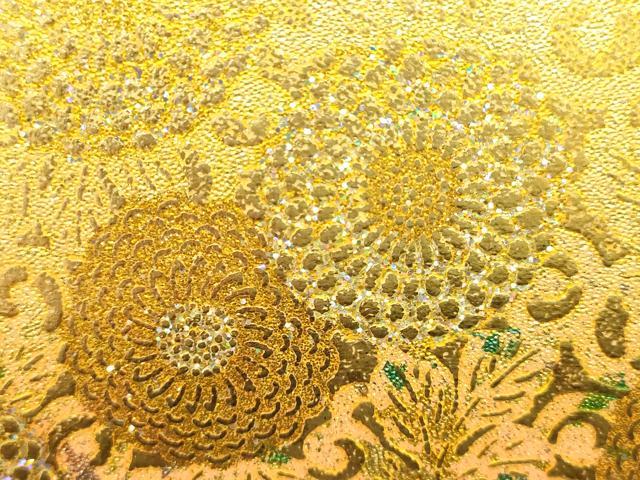 平和屋着物▼和装小物 和装バッグ ハンドバッグ 花柄 金彩 ラインストーン 逸品 AABI2226ay