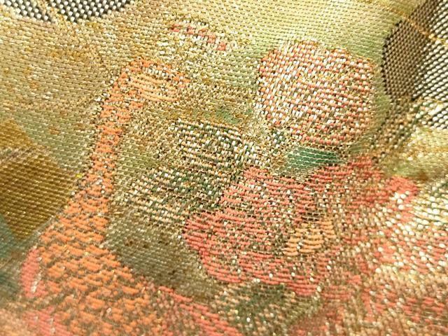 平和屋着物▼和装小物 和装バッグ ハンドバッグ 佐賀錦 孔雀花文 金糸 ラインストーン 逸品 AABI2228ay