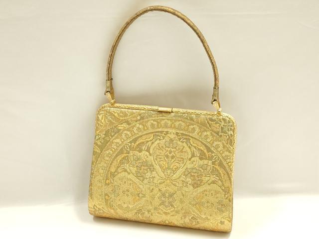 平和屋着物▼和装小物 和装バッグ ハンドバッグ 更紗花文 金糸 逸品 AABI2230ay