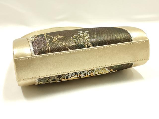 平和屋着物▼和装小物 和装バッグ ハンドバッグ 花柄 金銀糸 帯地使用 逸品 AABI2233ay
