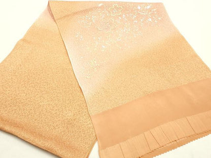 平和屋本店●和装小物　帯締め・帯揚げセット　高麗組　刺繍　舞花文　金糸　金銀彩　暈し染め　逸品　未使用　AABI2246ay