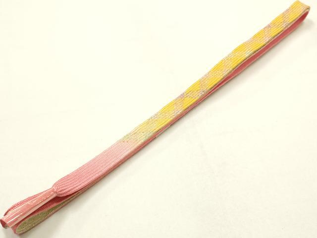 平和屋本店●和装小物　帯締め・帯揚げセット　高麗組　刺繍　舞花文　金糸　金銀彩　暈し染め　逸品　未使用　AABI2246ay