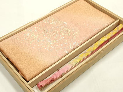 平和屋本店●和装小物　帯締め・帯揚げセット　高麗組　刺繍　舞花文　金糸　金銀彩　暈し染め　逸品　未使用　AABI2246ay