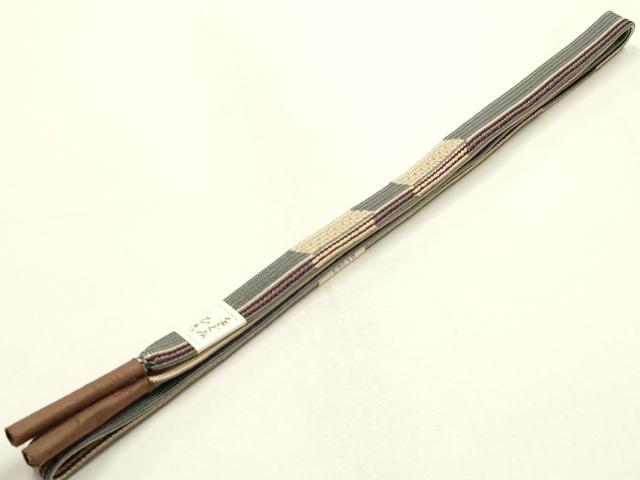 平和屋本店●和装小物　帯締め・帯揚げセット　高麗組　よろけ縞　金糸　逸品　未使用　AABI2249ay