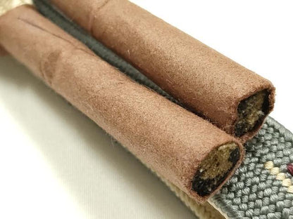 平和屋本店●和装小物　帯締め・帯揚げセット　高麗組　よろけ縞　金糸　逸品　未使用　AABI2249ay