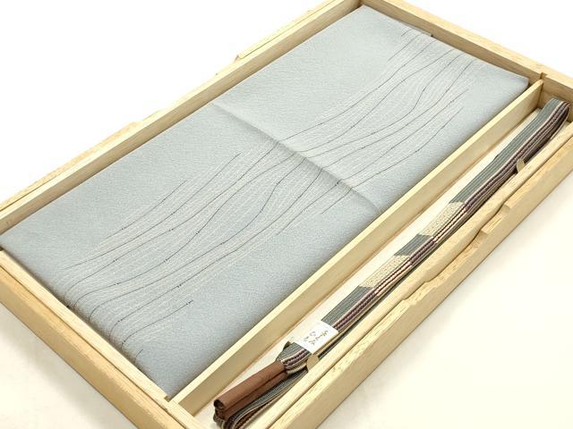 平和屋本店●和装小物　帯締め・帯揚げセット　高麗組　よろけ縞　金糸　逸品　未使用　AABI2249ay