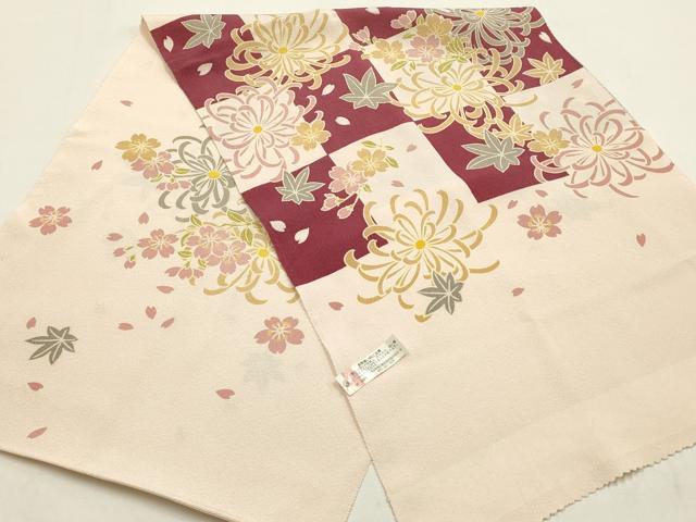 平和屋本店●和装小物　帯締め・帯揚げセット　高麗組　市松花文　乱菊　桜　楓　金糸　暈し染め　正絹　逸品　未使用　AABI2254ay