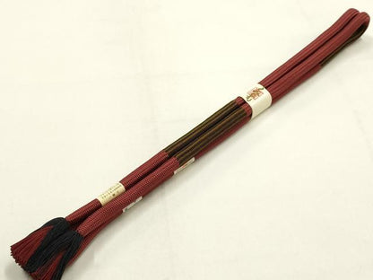 平和屋本店●和装小物　帯締め・帯揚げセット　丸組　京くみひも　亀甲花文　撚り房　逸品　未使用　AABI2255ay