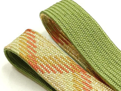 平和屋本店●和装小物　帯締め・帯揚げセット　高麗組　刺繍　孔雀羽文　三分金糸　金銀彩　逸品　未使用　AABI2256ay