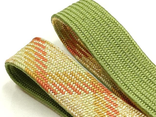 平和屋本店●和装小物　帯締め・帯揚げセット　高麗組　刺繍　孔雀羽文　三分金糸　金銀彩　逸品　未使用　AABI2256ay