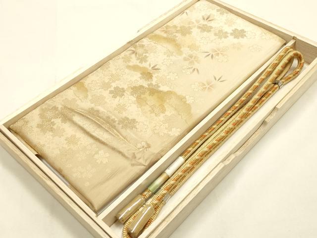 平和屋本店●和装小物　帯締め・帯揚げセット　奈良組　舞花文　金糸　暈し染め　撚り房　正絹　逸品　未使用品あり　AABI2258ay