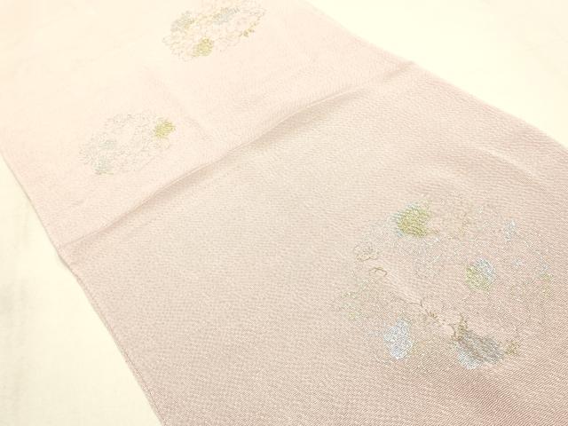 平和屋本店●和装小物　帯締め・帯揚げセット　高麗組　花丸文　金銀糸　金銀彩　正絹　逸品　未使用　AABI2260ay