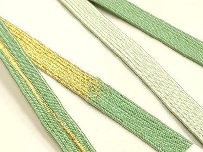 平和屋本店●和装小物　帯締め・帯揚げセット　高麗組　吉祥地紋　金糸　逸品　未使用品あり　AABI2266ay