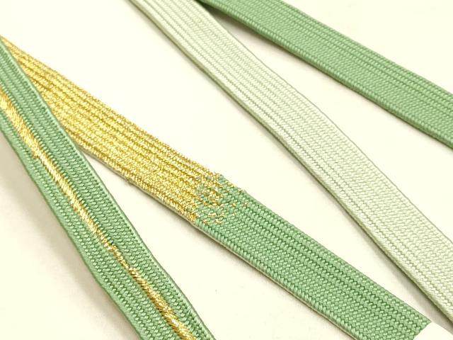 平和屋本店●和装小物　帯締め・帯揚げセット　高麗組　吉祥地紋　金糸　逸品　未使用品あり　AABI2266ay