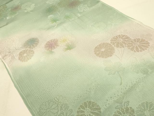 平和屋本店●和装小物　帯締め・帯揚げセット　変わり笹浪組　草花文　地紋起こし　金糸　暈し染め　逸品　未使用品あり　AABI2268ay