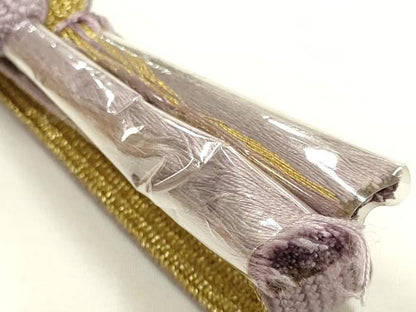 平和屋本店●和装小物　帯締め・帯揚げセット　高麗組　刺繍　松葉　金糸　暈し染め　逸品　未使用　AABI2272ay