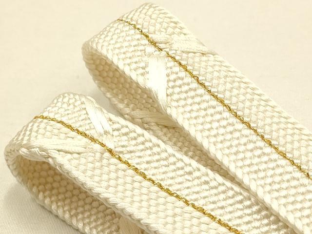 平和屋本店●和装小物　帯締め・帯揚げセット　礼装用　平組　柄絞り　舞花文　金糸　金彩　逸品　未使用　AABI2276ay