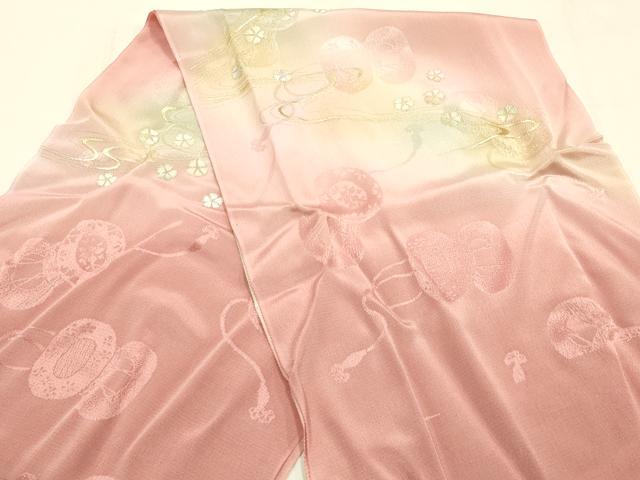 平和屋本店●和装小物　帯締め・帯揚げセット　高麗組　流水花文　金糸　金彩　暈し染め　逸品　未使用　AABI2278ay