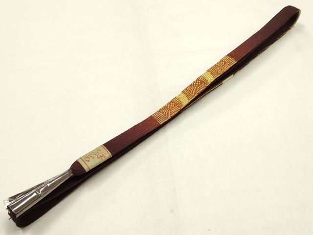 平和屋本店●和装小物　帯締め・帯揚げセット　京友禅　作家物 勝華作　高麗組　矢羽根　金糸　金通し地　正絹　逸品　未使用　AABI2280ay 平和屋本店○和装小物 帯締め・帯揚げセット 京友禅 作家物 勝華作