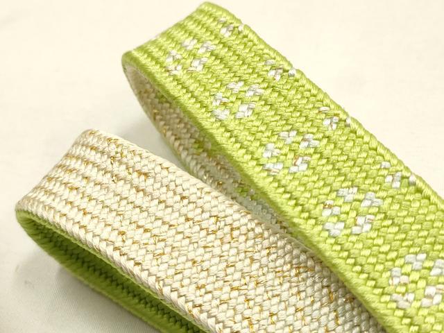 平和屋本店●和装小物　帯締め・帯揚げセット　高麗組 綾出し　刺繍　舞花文　暈し染め　金糸　正絹　逸品　未使用　AABI2285ay 平和屋本店○和装小物 帯締め・帯揚げセット 高麗組 霞文 金糸 暈し
