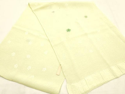 平和屋本店●和装小物　帯締め・帯揚げセット　高麗組 綾出し　刺繍　舞花文　暈し染め　金糸　正絹　逸品　未使用　AABI2285ay