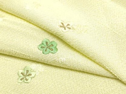 平和屋本店●和装小物　帯締め・帯揚げセット　高麗組 綾出し　刺繍　舞花文　暈し染め　金糸　正絹　逸品　未使用　AABI2285ay