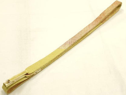 平和屋本店●和装小物　帯締め・帯揚げセット　高麗組　枝垂れ花文　金糸　金彩　正絹　逸品　未使用　AABI2286ay