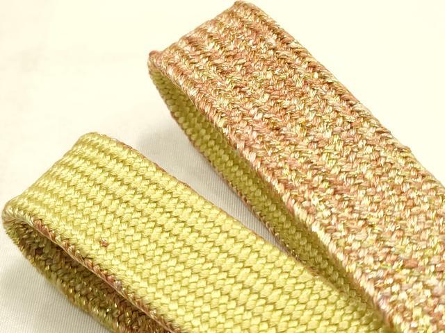 平和屋本店●和装小物　帯締め・帯揚げセット　高麗組　枝垂れ花文　金糸　金彩　正絹　逸品　未使用　AABI2286ay 平和屋本店○和装小物 帯締め・帯揚げセット 高麗組 霞文 金糸 暈し