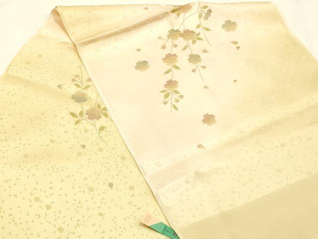 平和屋本店●和装小物　帯締め・帯揚げセット　高麗組　枝垂れ花文　金糸　金彩　正絹　逸品　未使用　AABI2286ay 平和屋本店○和装小物 帯締め・帯揚げセット 高麗組 霞文 金糸 暈し