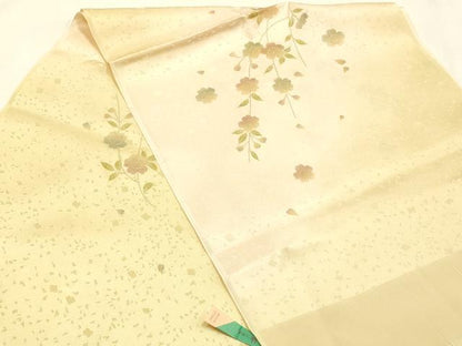 平和屋本店●和装小物　帯締め・帯揚げセット　高麗組　枝垂れ花文　金糸　金彩　正絹　逸品　未使用　AABI2286ay