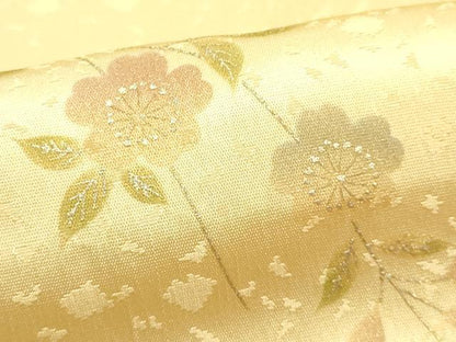 平和屋本店●和装小物　帯締め・帯揚げセット　高麗組　枝垂れ花文　金糸　金彩　正絹　逸品　未使用　AABI2286ay