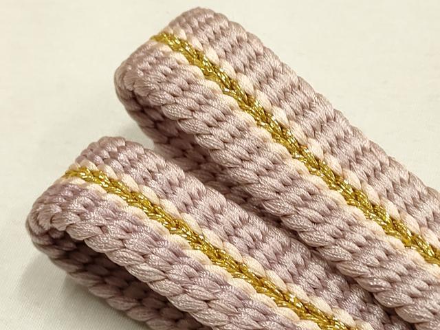 平和屋本店●和装小物　帯締め・帯揚げセット　平組　刺繍　草花文　金糸　正絹　逸品　未使用　AABI2287ay 平和屋本店○和装小物 帯締め・帯揚げセット 平組 刺繍 草花文 金糸 正絹