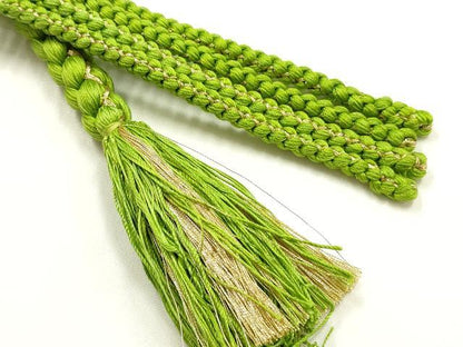 平和屋着物●和装小物　振袖用帯締め　装飾　飾り玉　ビーズ　金糸　正絹　逸品　未使用　AABI2293ay