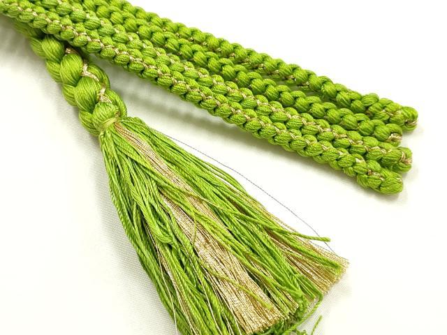 平和屋着物●和装小物　振袖用帯締め　装飾　飾り玉　ビーズ　金糸　正絹　逸品　未使用　AABI2293ay